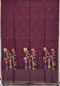Chitrani – Maroon Jamdani Handloom Bengal Cotton Saree