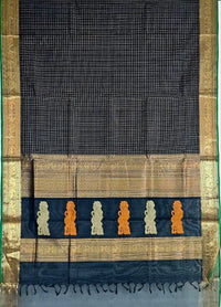  Lakshadeepam Handloom Kanchi Silk Cotton Saree | Classic Black  