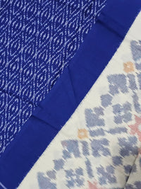 close up of Navy Blue Pochampally Handloom Ikat Mercerised Cotton Dress Material with Dupatta