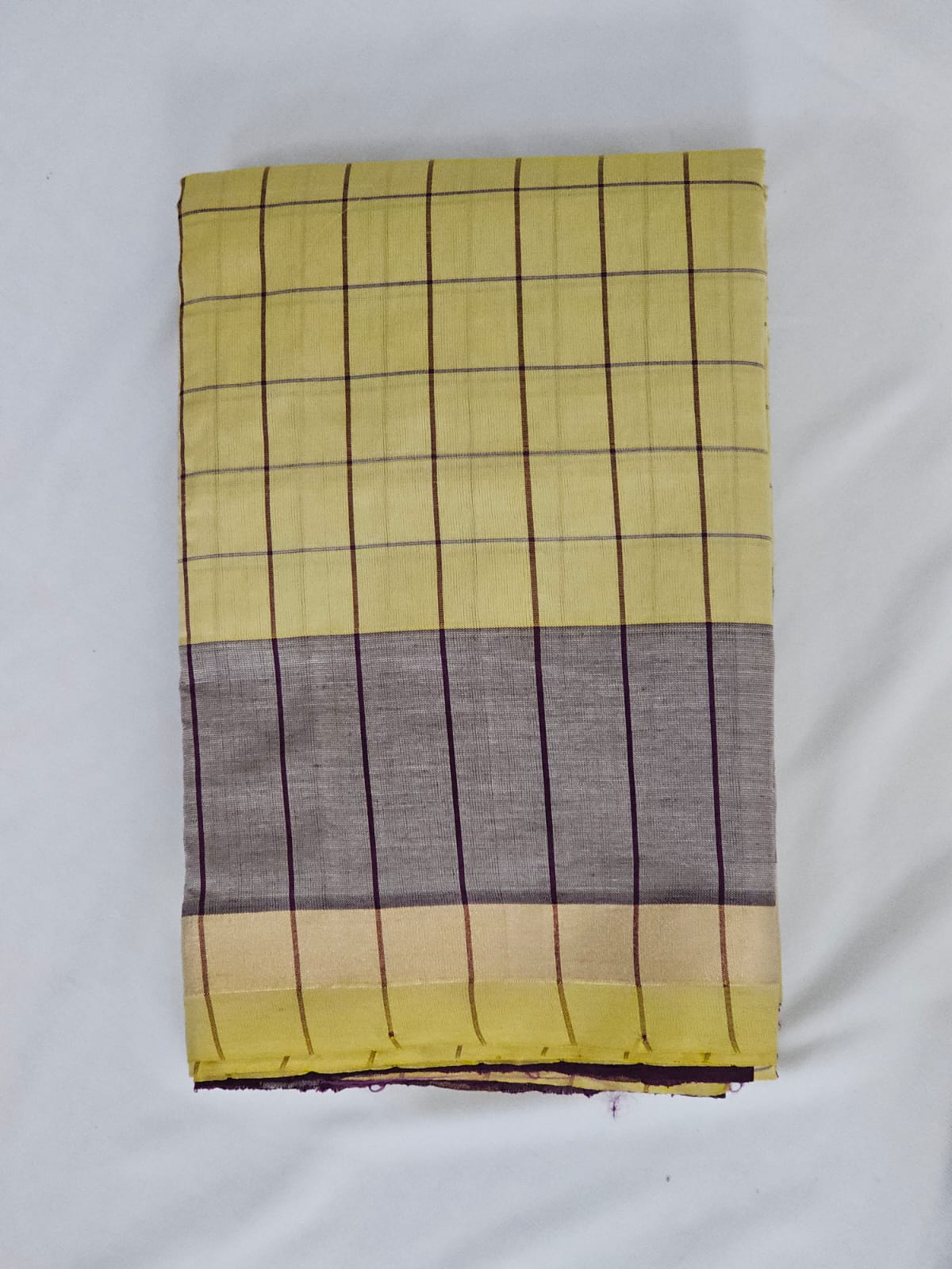 Cream Checkered Handloom Venkatagiri Silk Cotton Saree