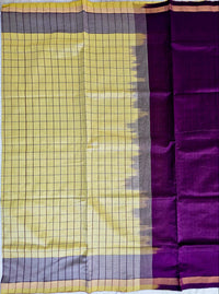 Cream Checkered Handloom Venkatagiri Silk Cotton Saree
