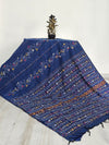 Dark Blue Handloom Kesh Kantha Saree
