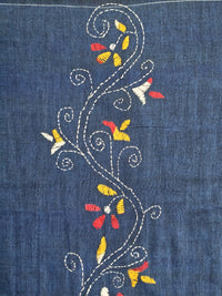 Dark Blue Handloom Kesh Kantha Saree