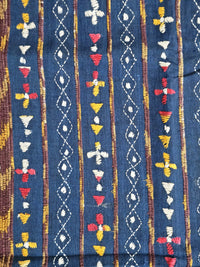 Dark Blue Handloom Kesh Kantha Saree