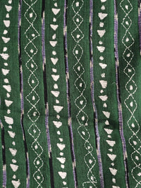 Dark Green Kesh Kantha Cotton Saree