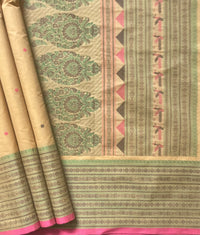 Dark Beige Handloom Kanchi Cotton Saree with Bomkai Pallu