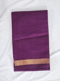 Deep Purple Blouse Fabric of Cream Checkered Handloom Venkatagiri Silk Cotton Saree