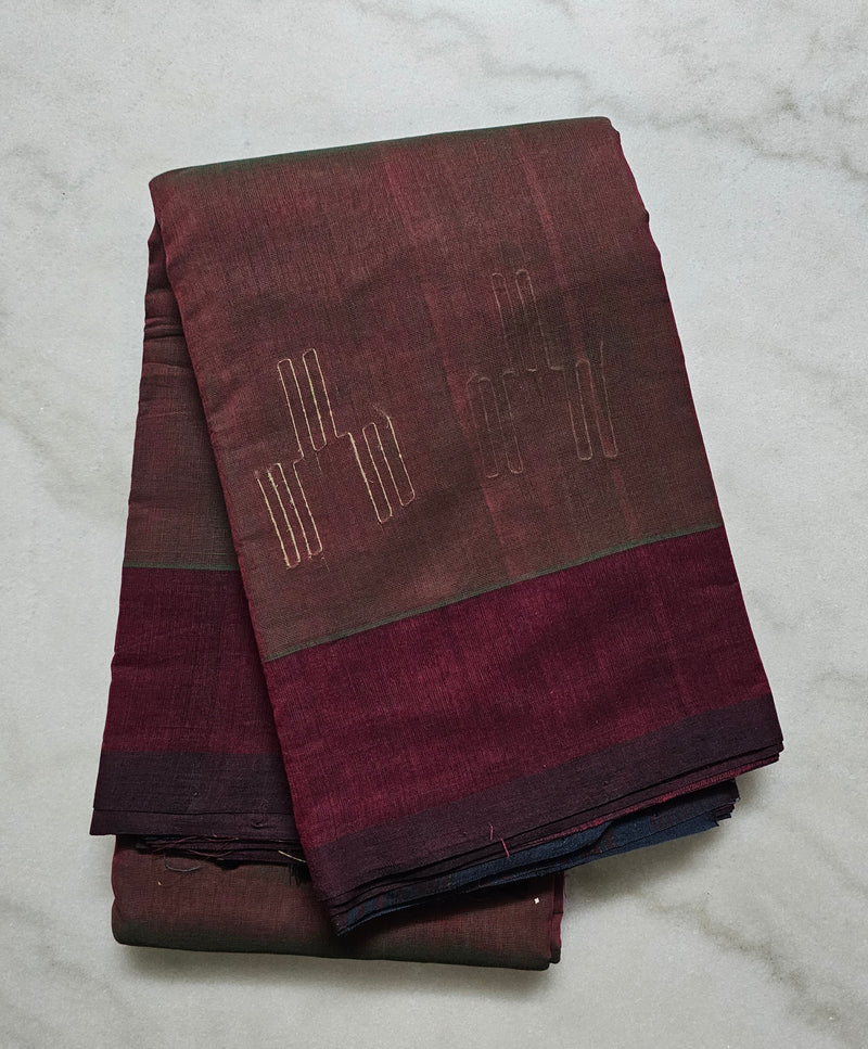 Deep Purple Handloom Aloevera Cotton Saree