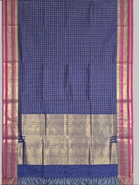 Deepika – Navy Blue Lakshadeepam Handloom Kanchi Cotton Saree with Magenta Zari Border