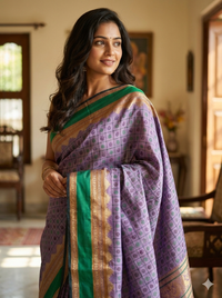 Vishweshwarī – Violet Aayiram Butta Handloom Kanchi Silk Cotton Saree
