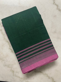 Green Handloom Gongura Cotton Saree with Pink