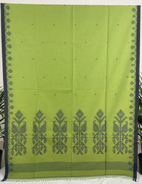 Green Handloom Jamdhani Bengal Cotton Saree