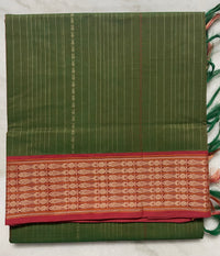 Green Stripes Handloom Kanchi Cotton Saree