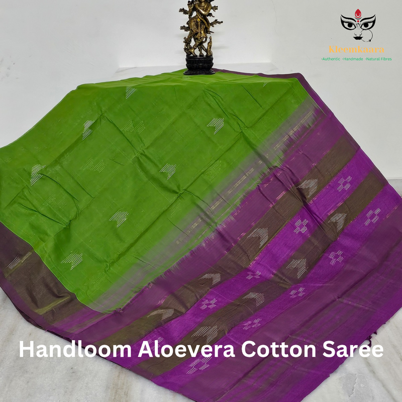 Green Handloom Aloevera Cotton Saree