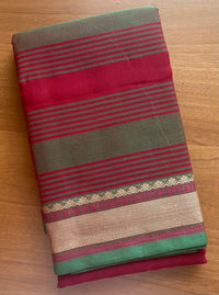 Green Maroon H. Stripes Handloom Kanchi Cotton Saree