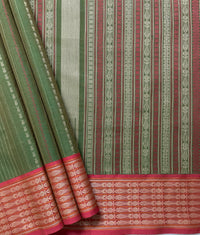 Green Sripes Handloom Kanchi Cotton Saree