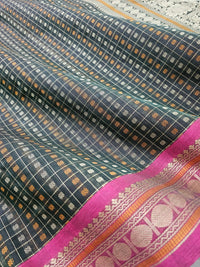 Green and Brown Dual Tone Lakshadeepam Handloom Kanchi Cotton Saree