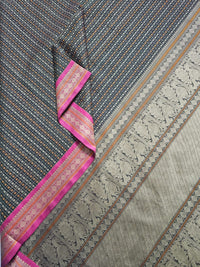 Green and Brown Dual Tone Lakshadeepam Handloom Kanchi Cotton Saree