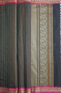 Green and Brown Dual Tone Lakshadeepam Handloom Kanchi Cotton Saree
