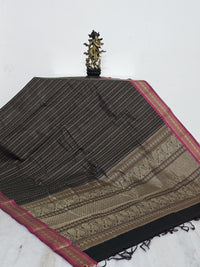 Green and Brown Dual Tone Lakshadeepam Handloom Kanchi Cotton Saree