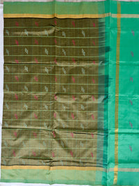 Grey Checkered Handloom Venkatagiri Silk Cotton Saree