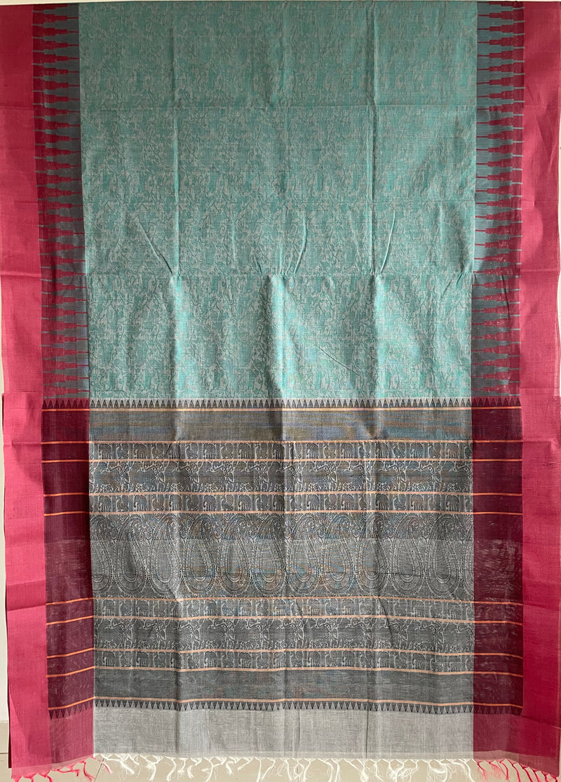 Grey Vanasingaram Handloom Kanchi Cotton Saree