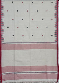 Hamsika – Off-White Handloom Khadi Saree with Red Matka Silk Pallu