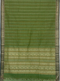 Green Floral Thousand Butta Handloom Kanchi Cotton Saree with Bottle Green Border