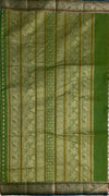 Green Floral Thousand Butta Handloom Kanchi Cotton Saree with Bottle Green Border