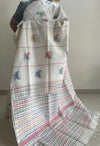 White Handloom Kesh Kantha Cotton Saree 