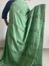 Pista Green Handloom Kesh Kantha Cotton Saree 