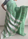 Pista Green Handloom Kesh Kantha Cotton Saree 