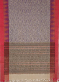 Vanarambhā – Beige Vanasingaram Handloom Kanchi Cotton Saree with Reddish Pink Border
