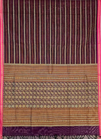 Vainika – Purple Handloom Kanchi Cotton Saree with Horizontal stripes