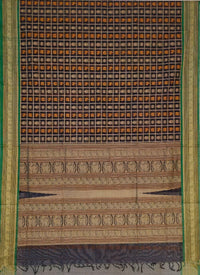 Vaidehi – Black Aayiram Butta Handloom Kanchi Cotton Saree with Green Border