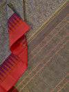 Vanarambhā – Beige Vanasingaram Handloom Kanchi Cotton Saree with Reddish Pink Border