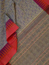 Vanarambhā – Beige Vanasingaram Handloom Kanchi Cotton Saree with Reddish Pink Border