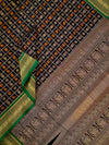Vaidehi – Black Aayiram Butta Handloom Kanchi Cotton Saree with Green Border