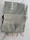 Grey Green Handloom Khadi Cotton Saree