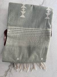 Grey Green Handloom Khadi Cotton Saree