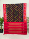 Black Ikkat Cotton Saree with Red Border