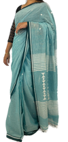 Light Blue Handloom Khadi Cotton Azo Free Dye Saree