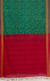 Green Handloom Kanchi Cotton Saree with Floral Kalamkaari Design Screen Print