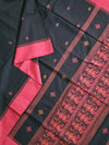 Kalavalli – Black Handloom Bengal Cotton Saree with Baluchari Dance Motif Pallu