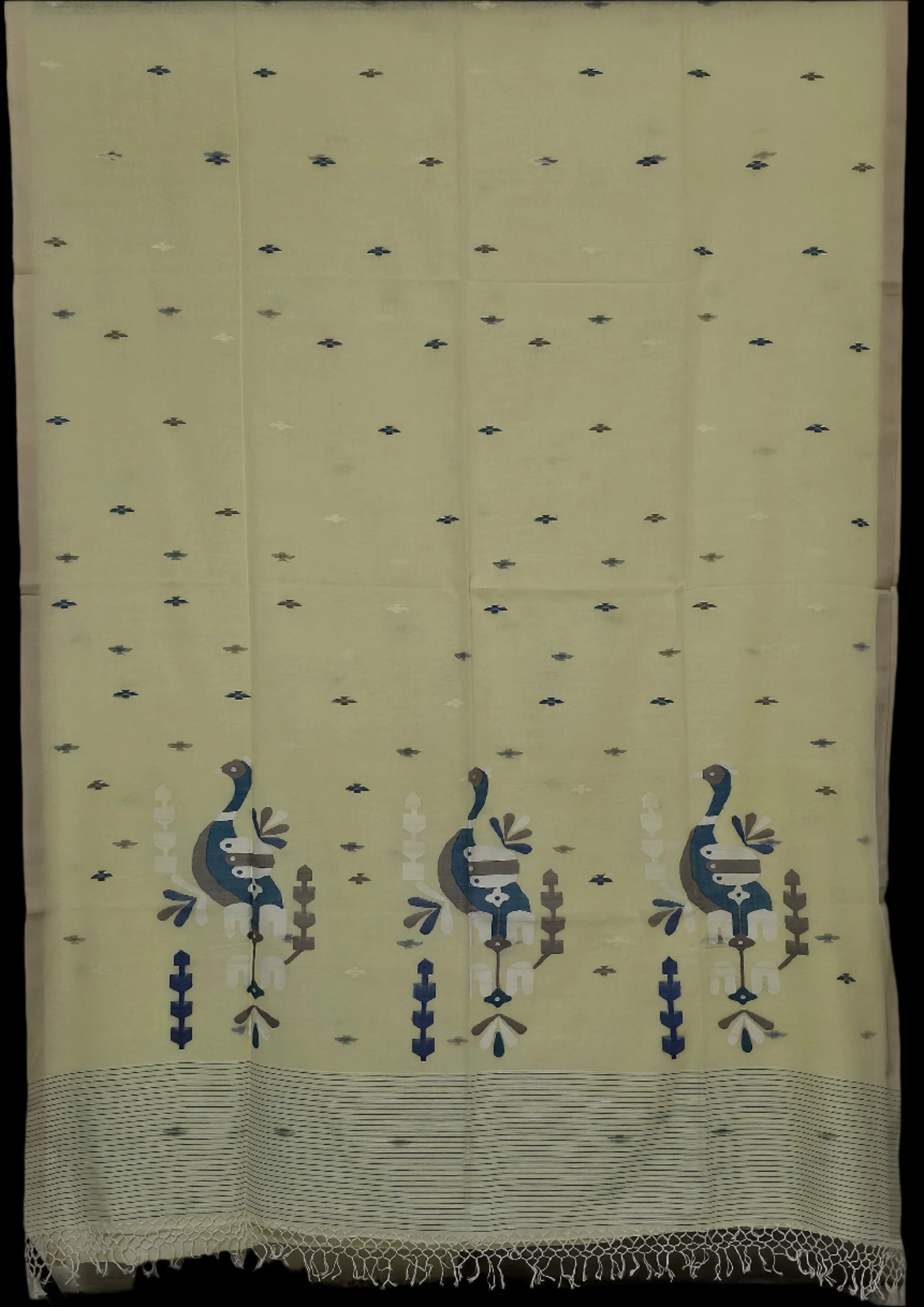 Kalindi – Lemon Yellow Jamdhani Handloom Bengal Cotton Saree