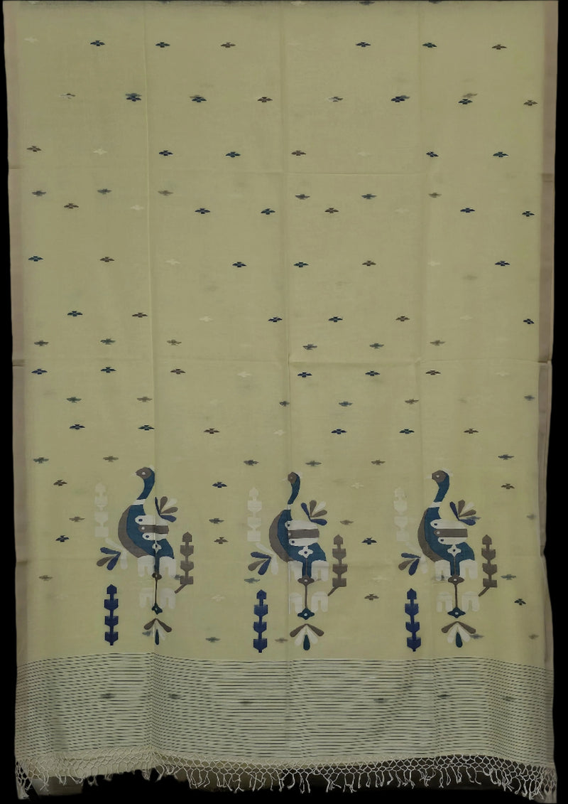 Kalindi – Lemon Yellow Jamdhani Handloom Bengal Cotton Saree