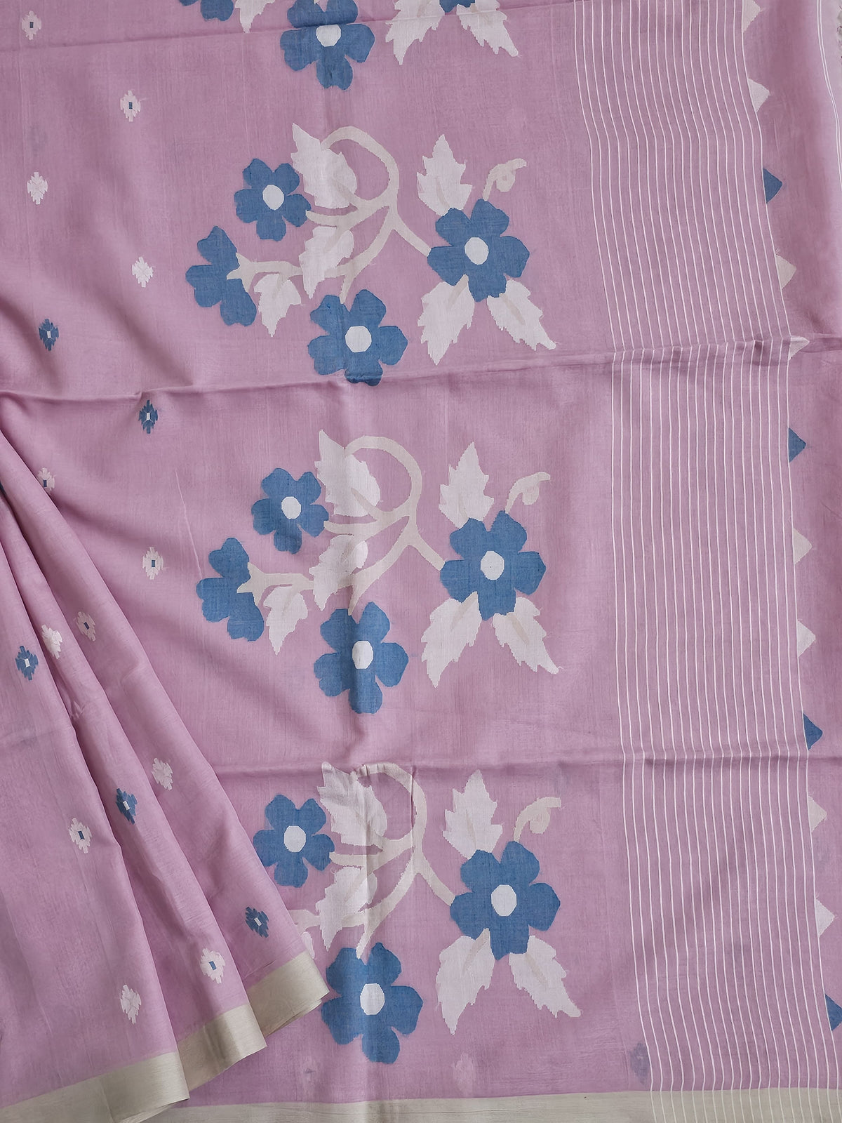 Kanvika – Pink Jamdani Handloom Bengal Cotton Saree