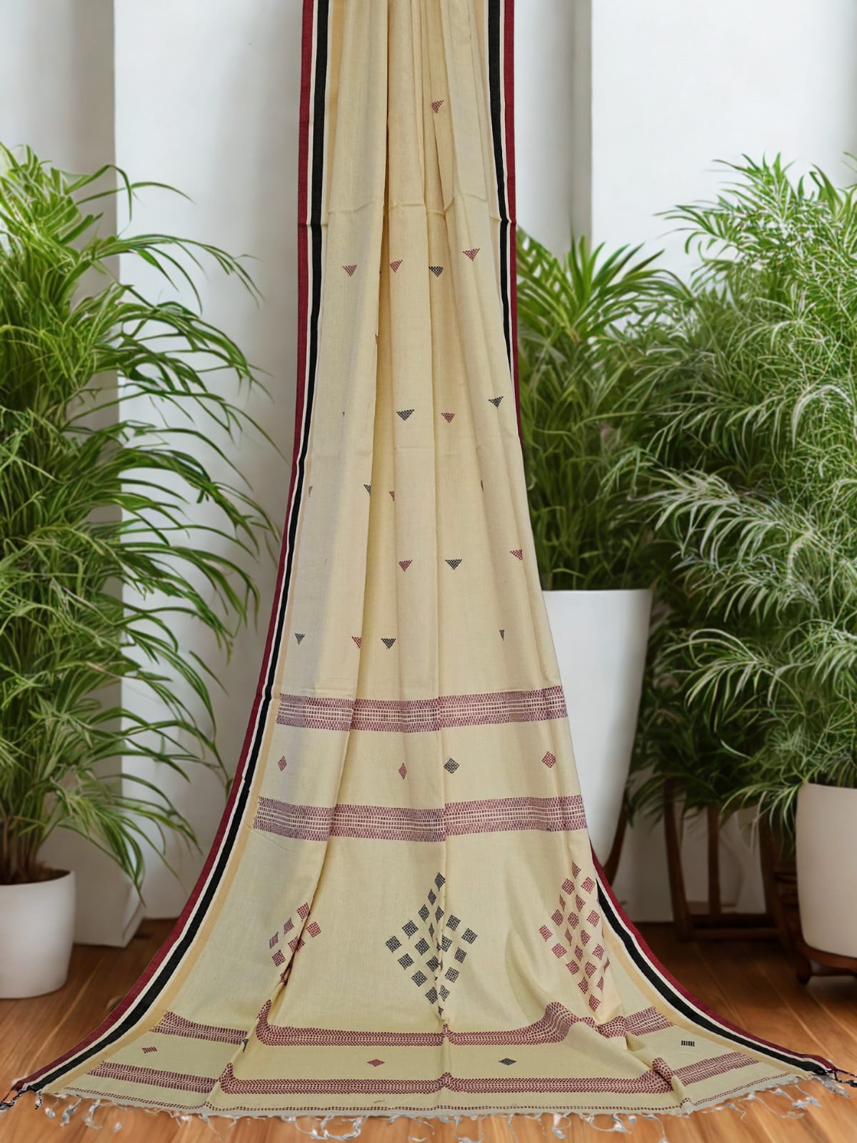 Ketumati – Yellow Pakwan Cotton Handloom Khadi Saree with Subtle Motifs