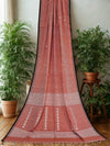 Krishnakeli – Peach Pink Jamdani Handloom Khadi Saree with White Motifs