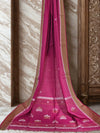 Kusuma – Pink Handloom Bengal Cotton Saree with Beige Border and White Floral Motifs